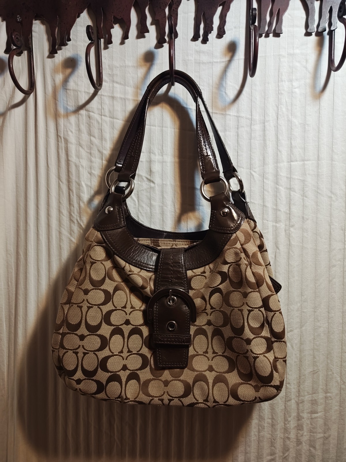 Vintage Coach SoHo Lynn Signature Hobo Bag F17094 Canvas Leather 