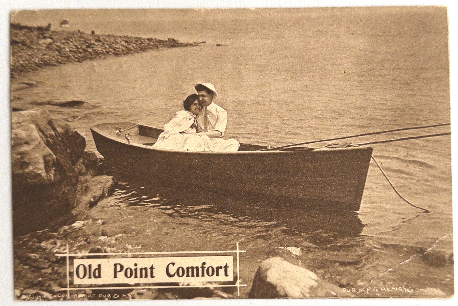 Hampton, VA - Vintage Virginia Old Point Comfort Romance Couple Boat Postcard Hampton, VA - Vintage Virginia Old Point Comfort Romance Couple Boat Postcard