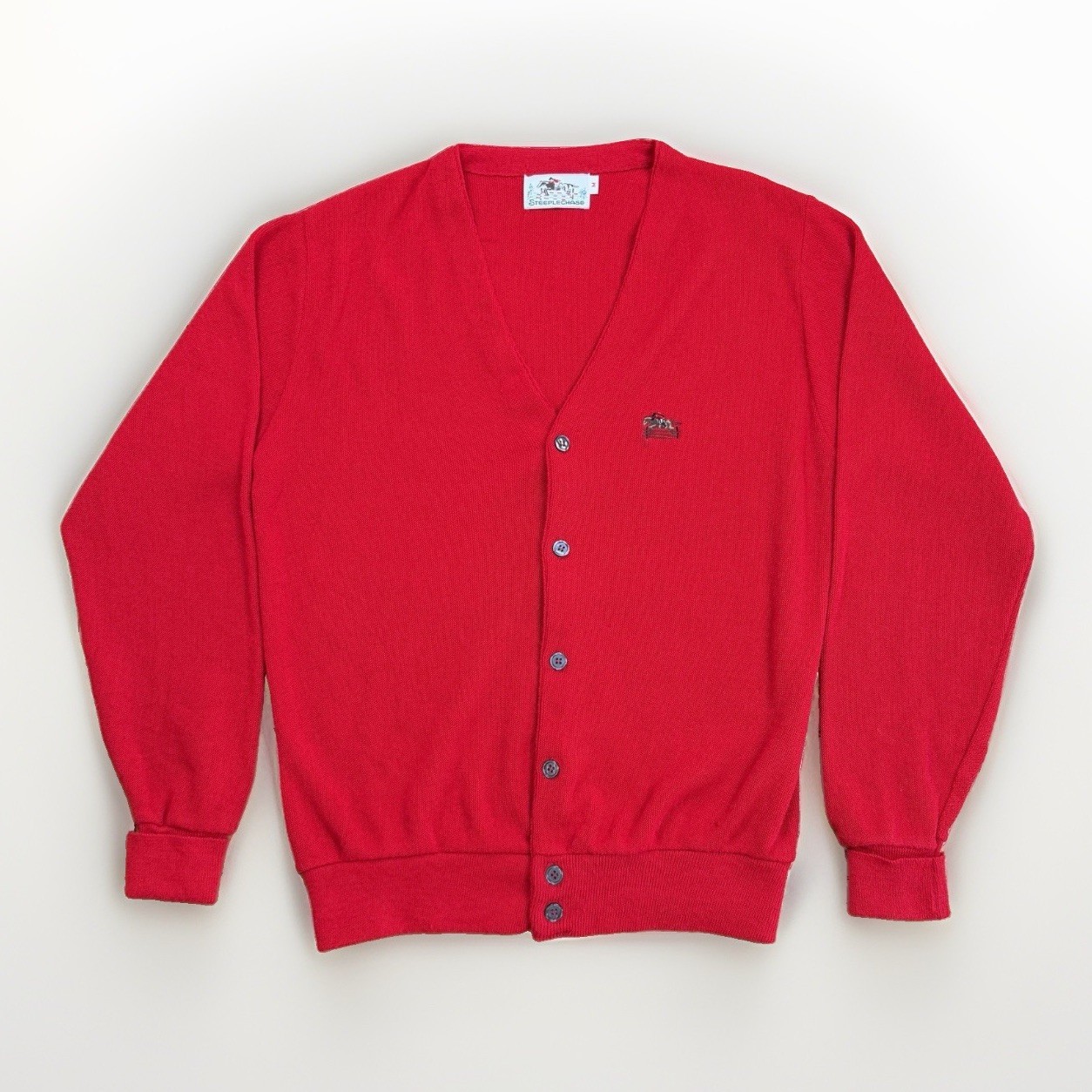 Vintage Steeplechase Grandpa Cardigan Sweater Red Button Front Hipster Size M