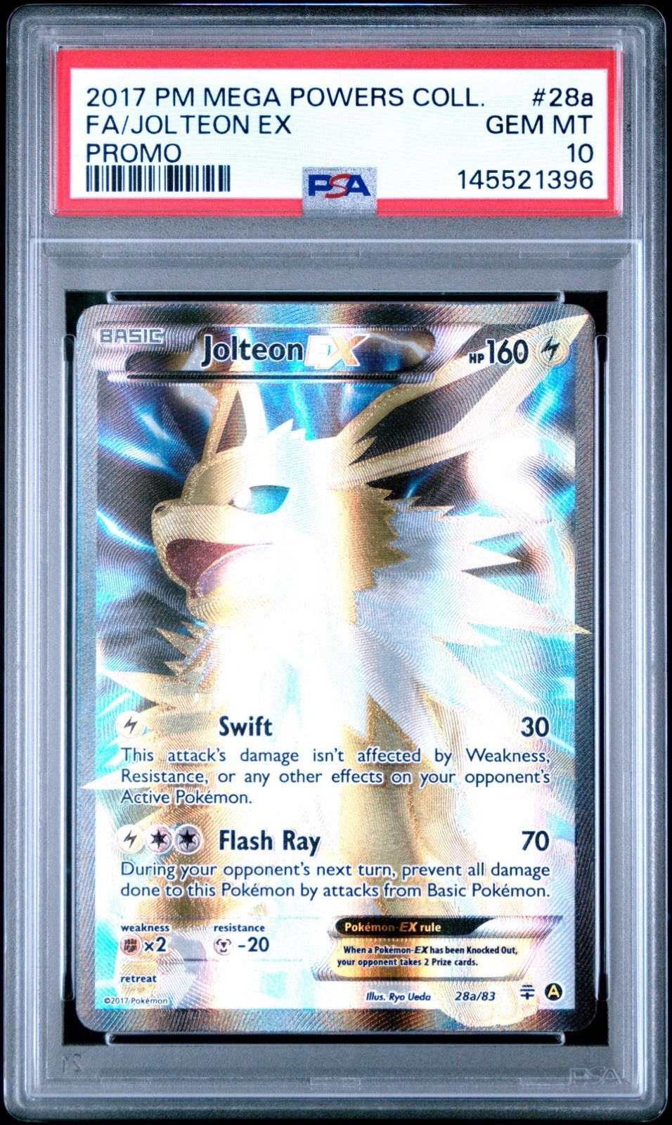 2017 POKEMON MEGA POWERS COLLECTION PROMO #28A FULL ART/JOLTEON EX PSA 10 2017 POKEMON MEGA POWERS COLLECTION PROMO #28A FULL ART/JOLTEON EX PSA 10