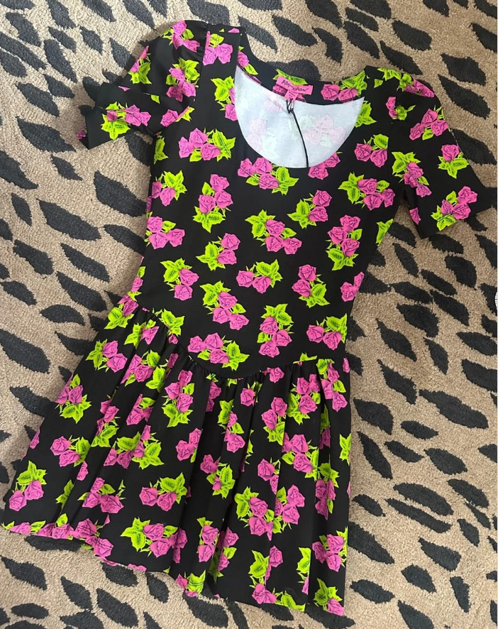 Vintage Betsey Johnson Dress Floral Rose 90s Y2K Size M NEW