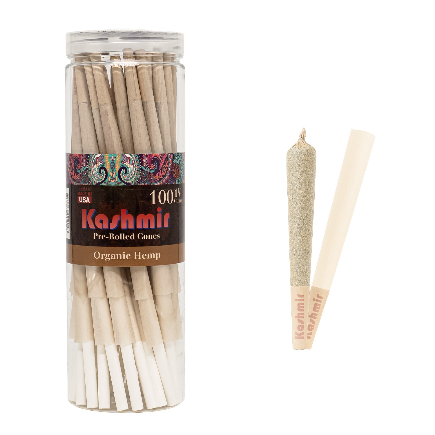 Organic HMP Pre Rolled Cones 1 1/4 Size Smooth Rolling Papers Cones 100 Ct
