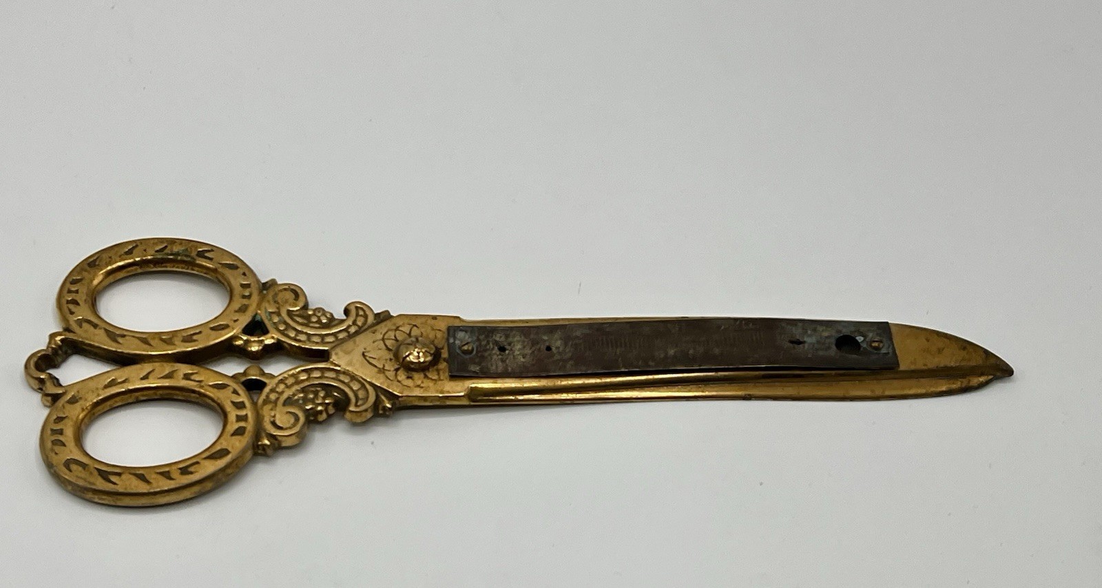Antique Ornate Solid Brass Scissors Thermometer Victorian Era Novelty 1890-1910