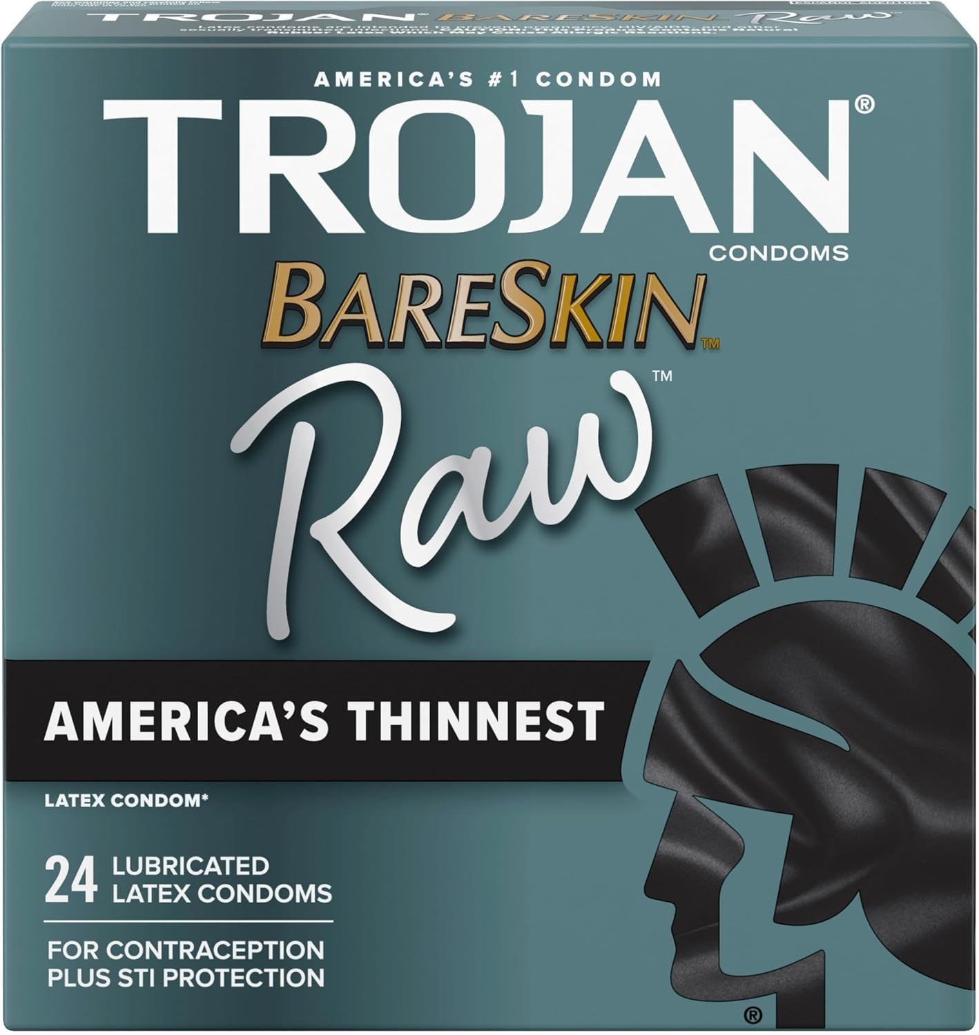 TROJAN BareSkin Raw Thin Condoms, Lubricated Thin Condoms, 24 Count Pack.