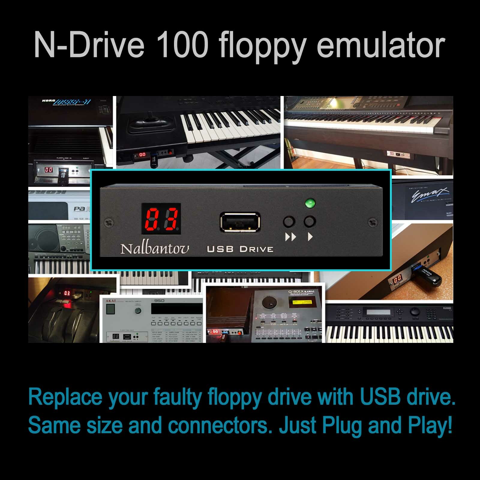 Nalbantov USB Floppy Disk Emulator N-Drive 100 for Ensoniq MR-61, MR-76, ZR-76