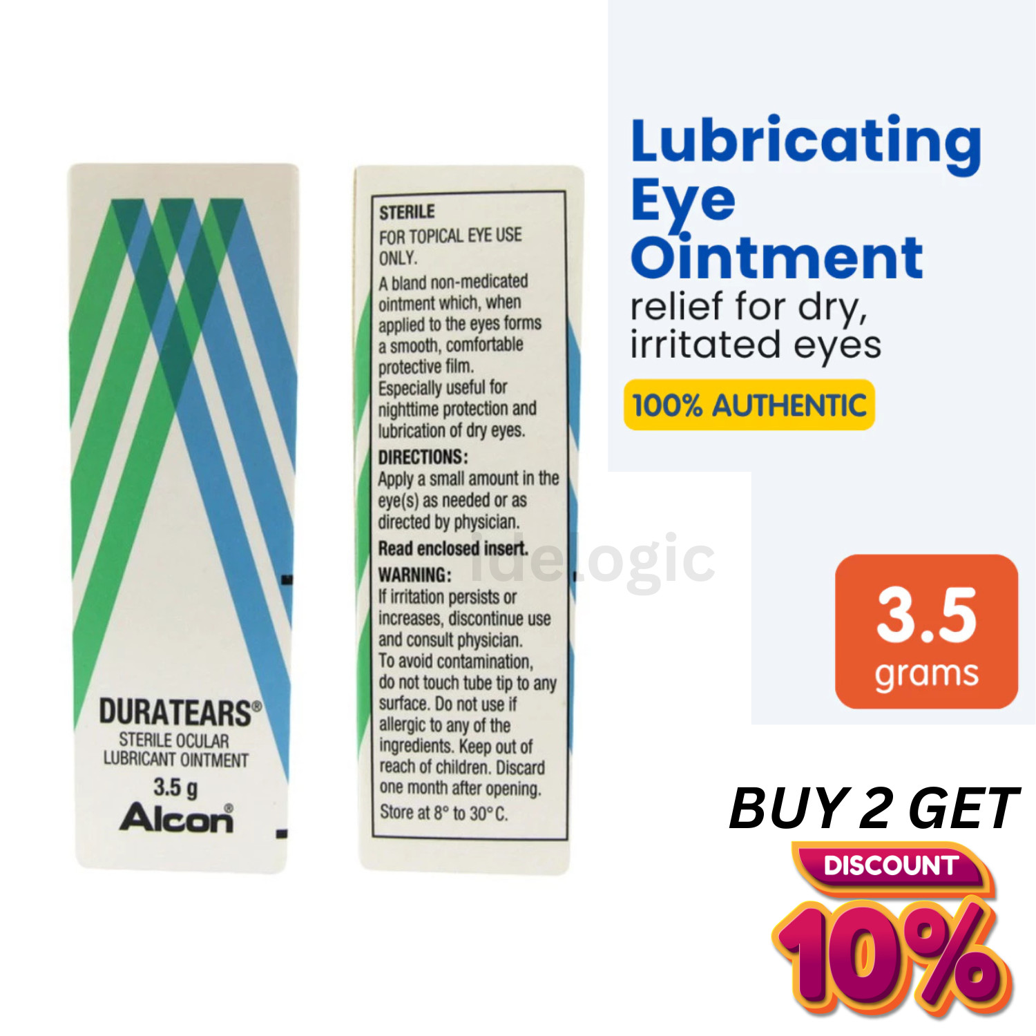 2x Alcon Duratears Eye Ointment 3.5g - Preservative-Free Moisture Support