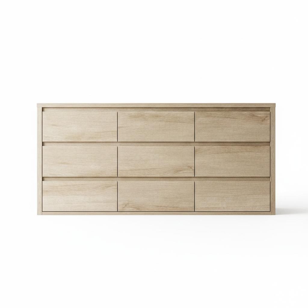 9 Drawer Dresser Large Modern Storage Cabinet for Bedroom, Wood Chest of Drawers
