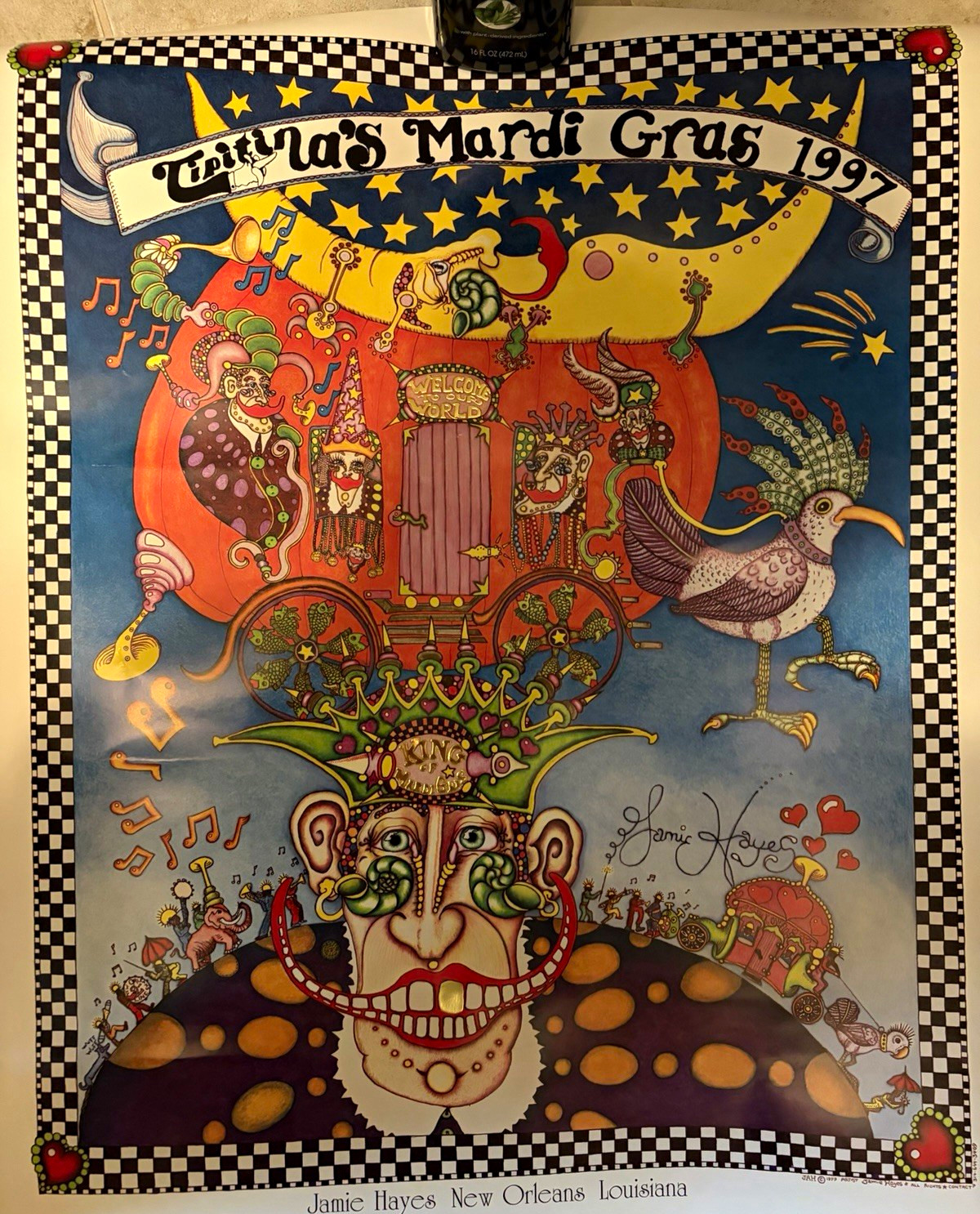 Vintage 1997 Tipitina’s Mardi Gras Poster Jamie Hayes New Orleans Louisiana Art