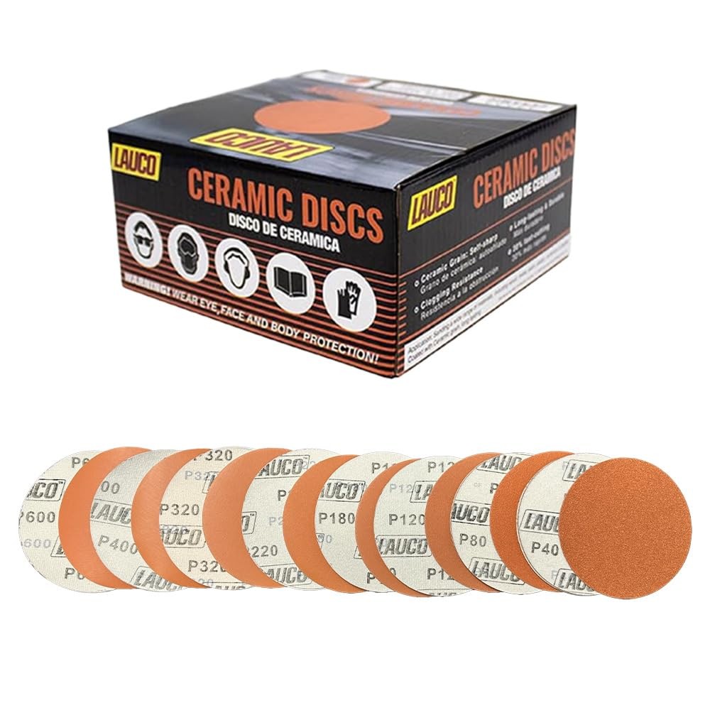 Ceramic Sanding Discs 6 Inch 40 Pack, Hook and Loop Ceramic Sandpaper Discs