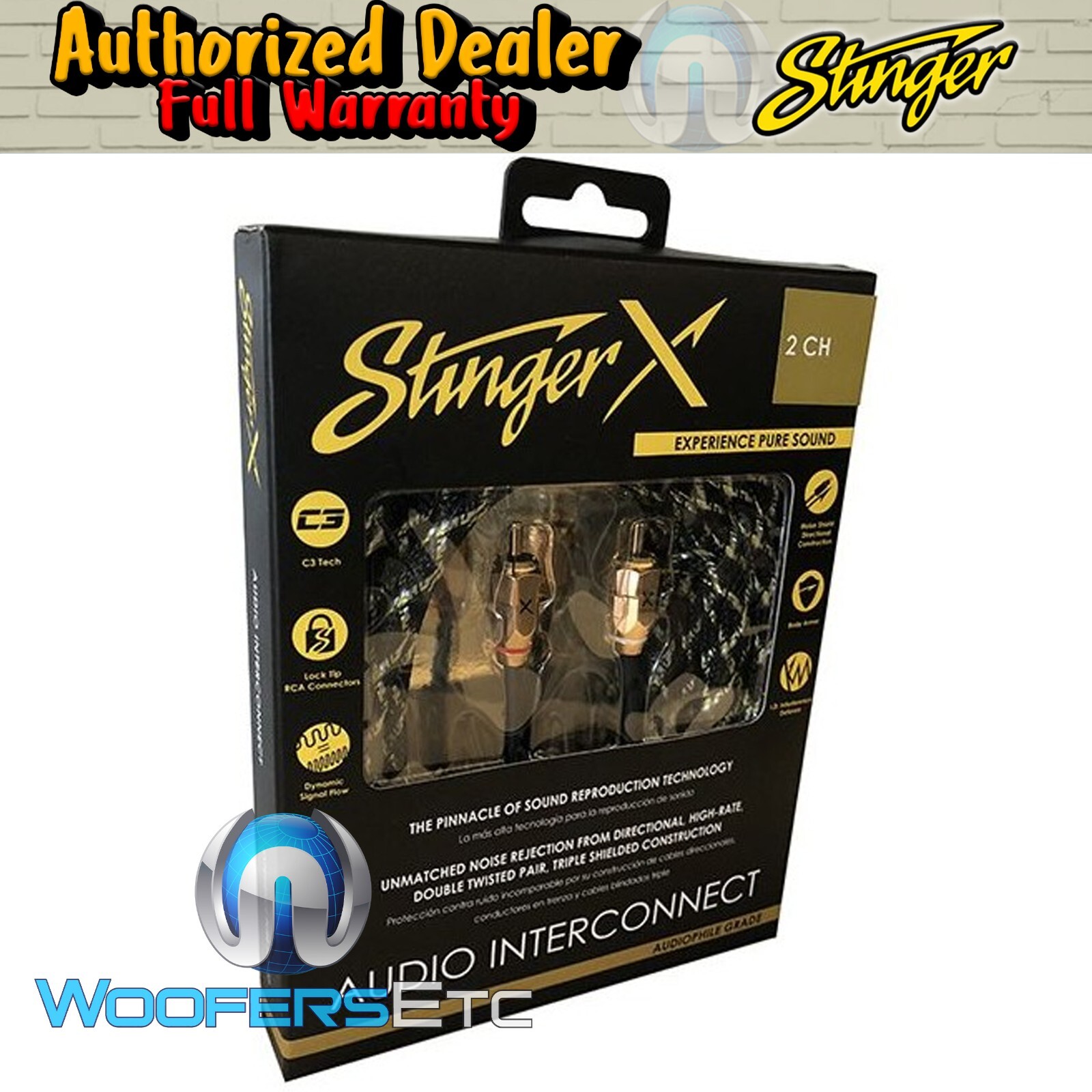 STINGER XI3217 2-CHANNEL 17 FT PURE OFC OXYGEN FREE COPPER RCA CABLE WIRE NEW