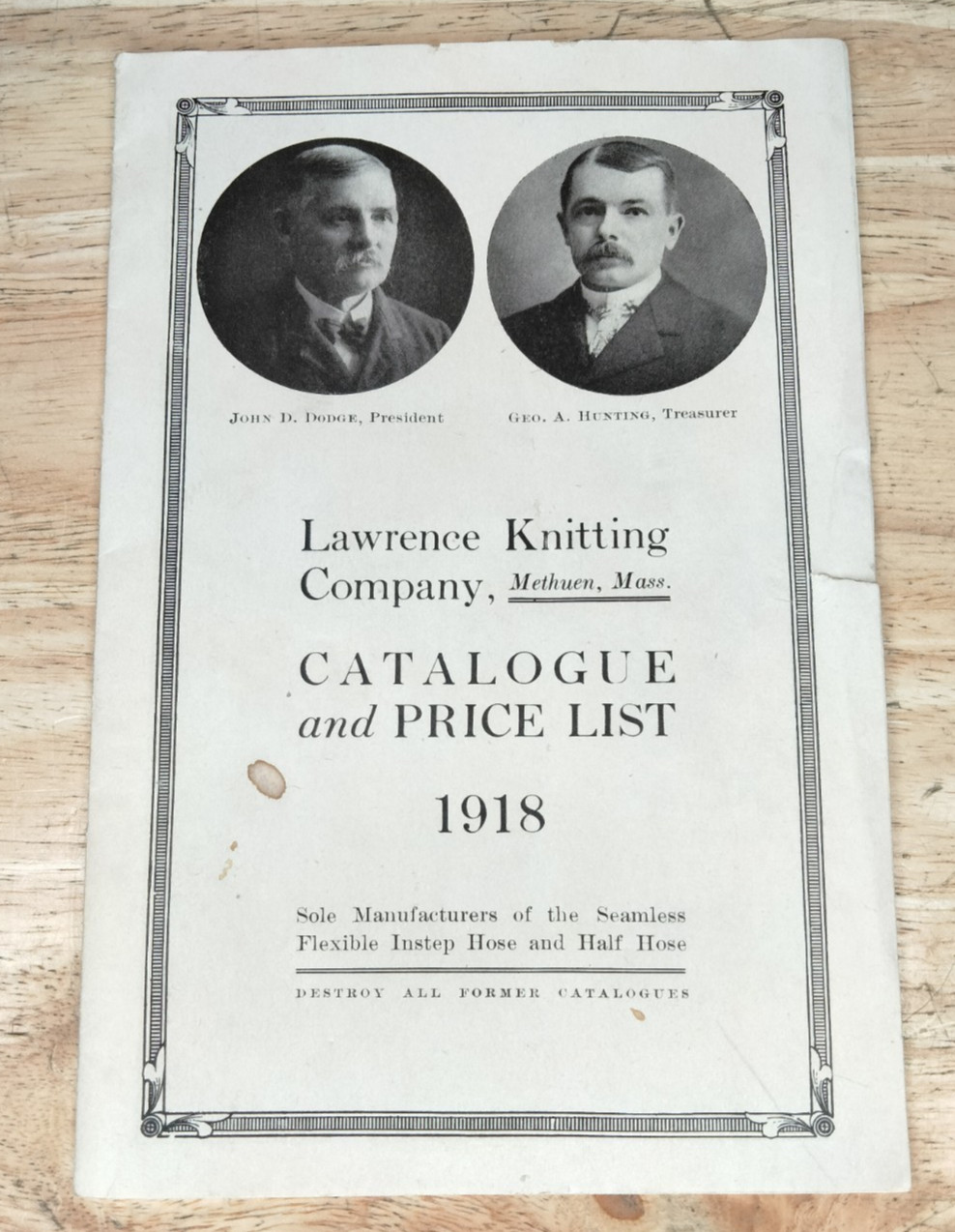 1918 Lawrence Knitting Co Methuen MA Hosiery Catalog Price List Vintage Rare