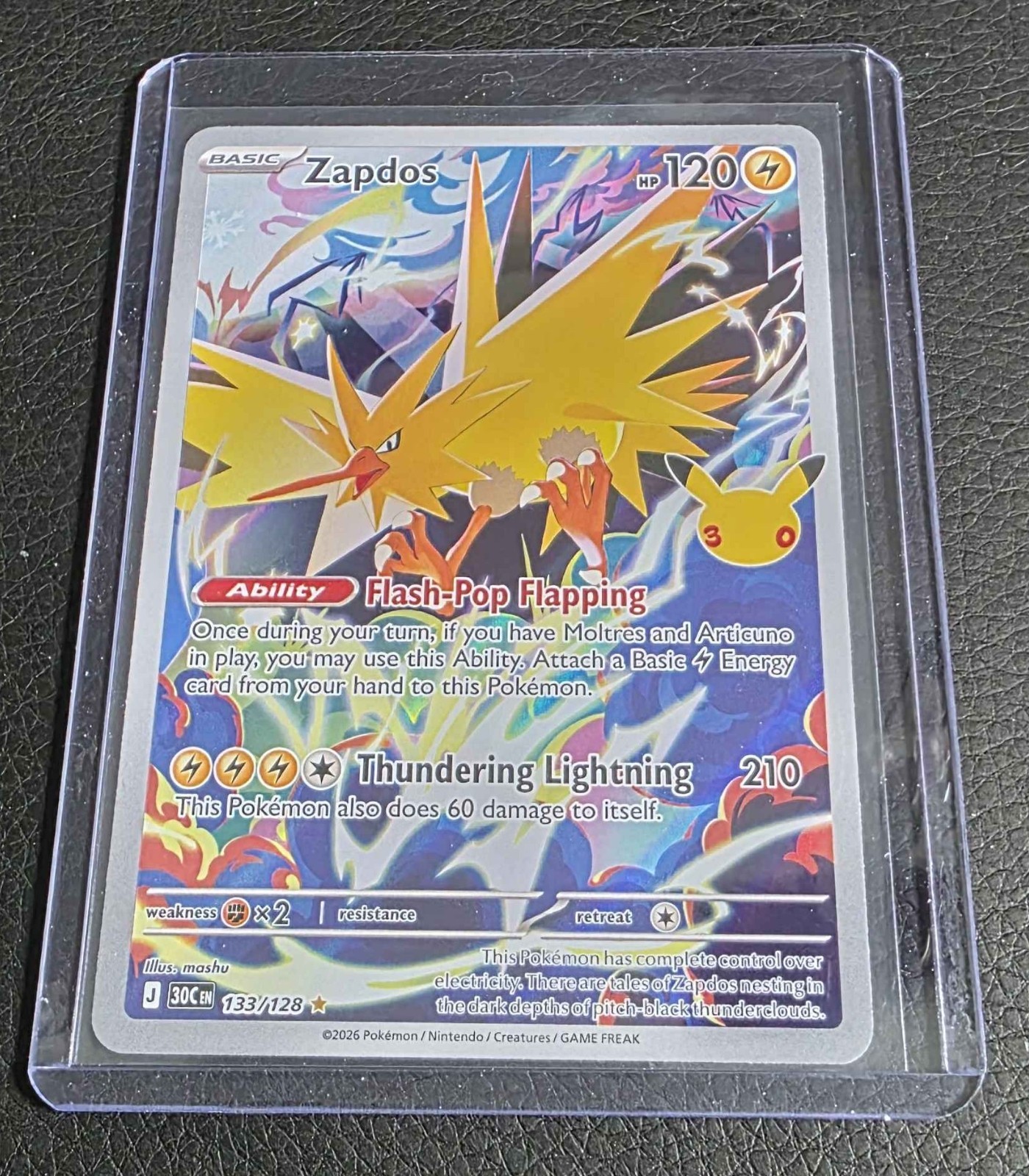 Zapdos 133/128 Me: 30th Celebration Holo Zapdos 133/128 Me: 30th Celebration Holo
