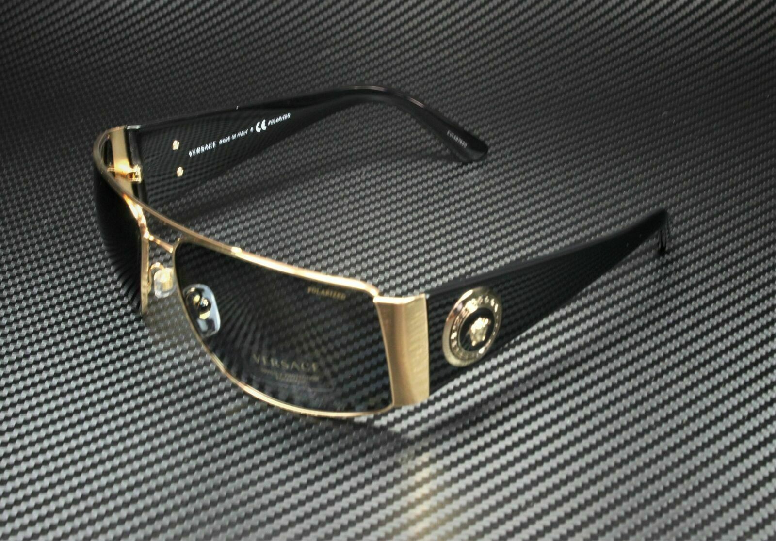 VERSACE VE2163 100281 Gold Dark Gr Polarized Men\'s Sunglasses 63 mm