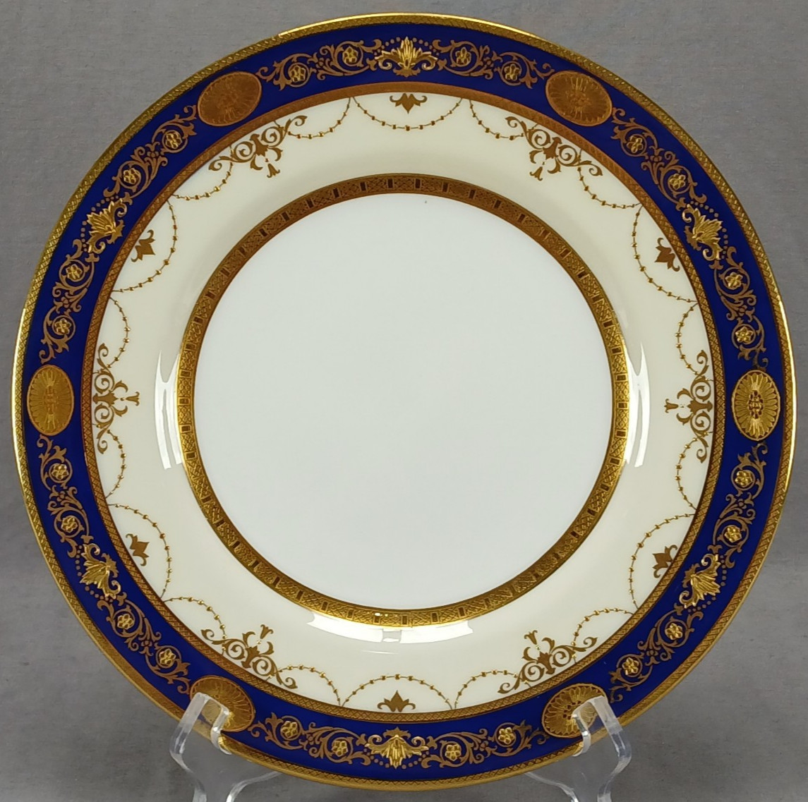 Minton K228 Raised Beaded Gold Neoclassical Scrollwork Cobalt 10 5/8 Plate G Minton K228 Raised Beaded Gold Neoclassical Scrollwork Cobalt 10 5/8 Plate G