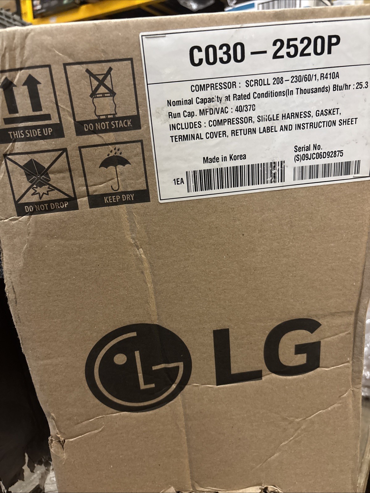 *READ* LG Compressor 208-230V 1 Ph 60 Hz 25300 BTU R410A SEER2 C030-2520P