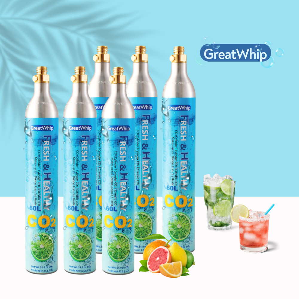 GreatWhip CO2 Cylinder X 6 60L Carbonating for SodaStream Soda Maker Carbonator