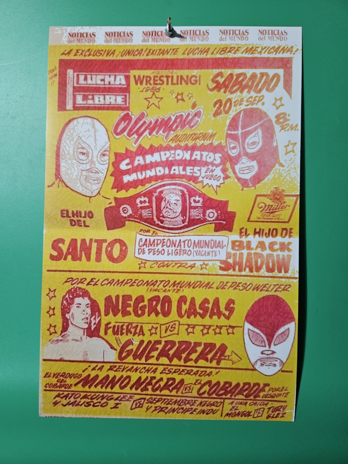 Lucha Libre Poster Vintage 1986 EL Santo Vs Black Shadow Event Poster 11 X 17 Lucha Libre Poster Vintage 1986 EL Santo Vs Black Shadow Event Poster 11 X 17