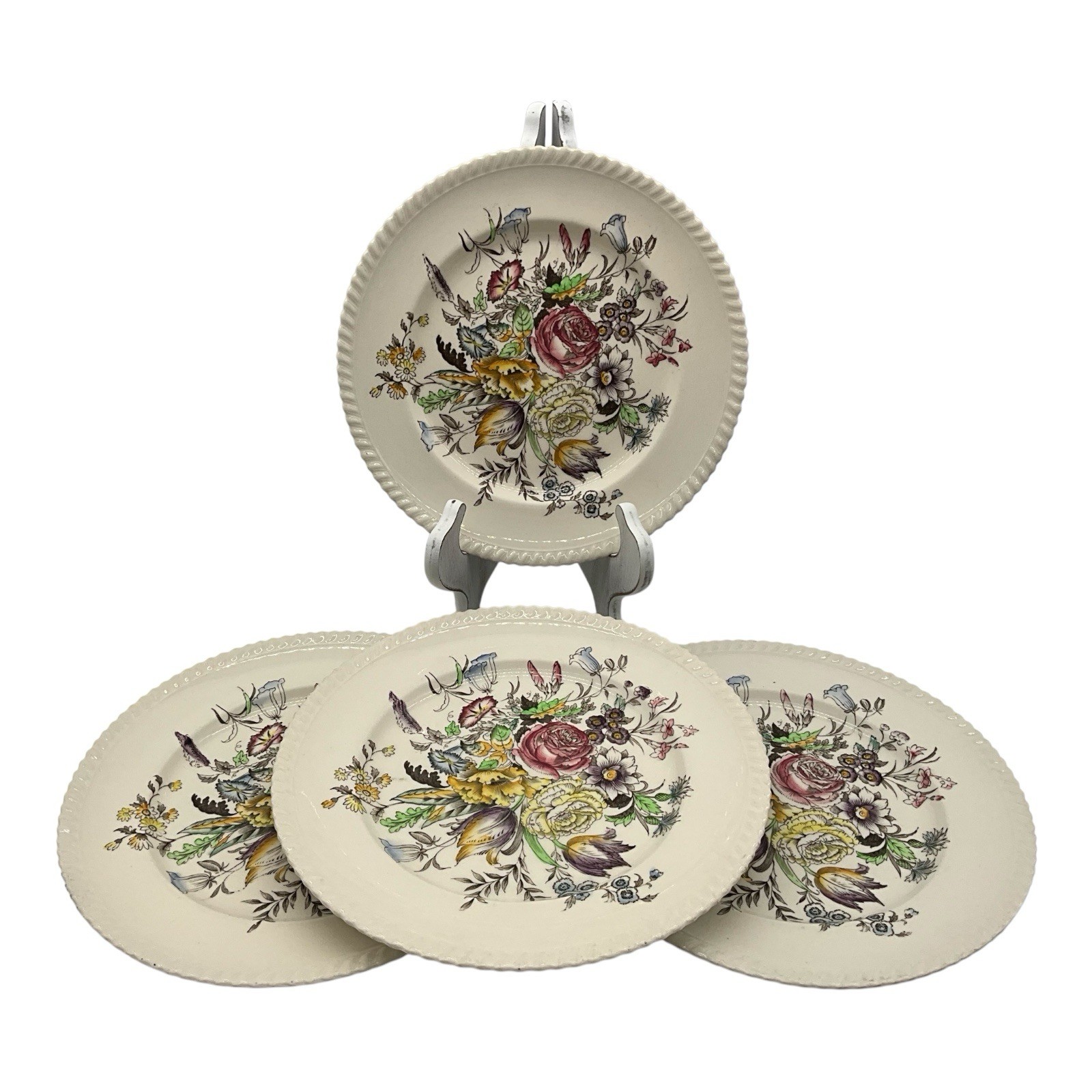 Windsor Ware Garden Bouquet Johnson Brothers England 10” Dinner Plate Set  (4)