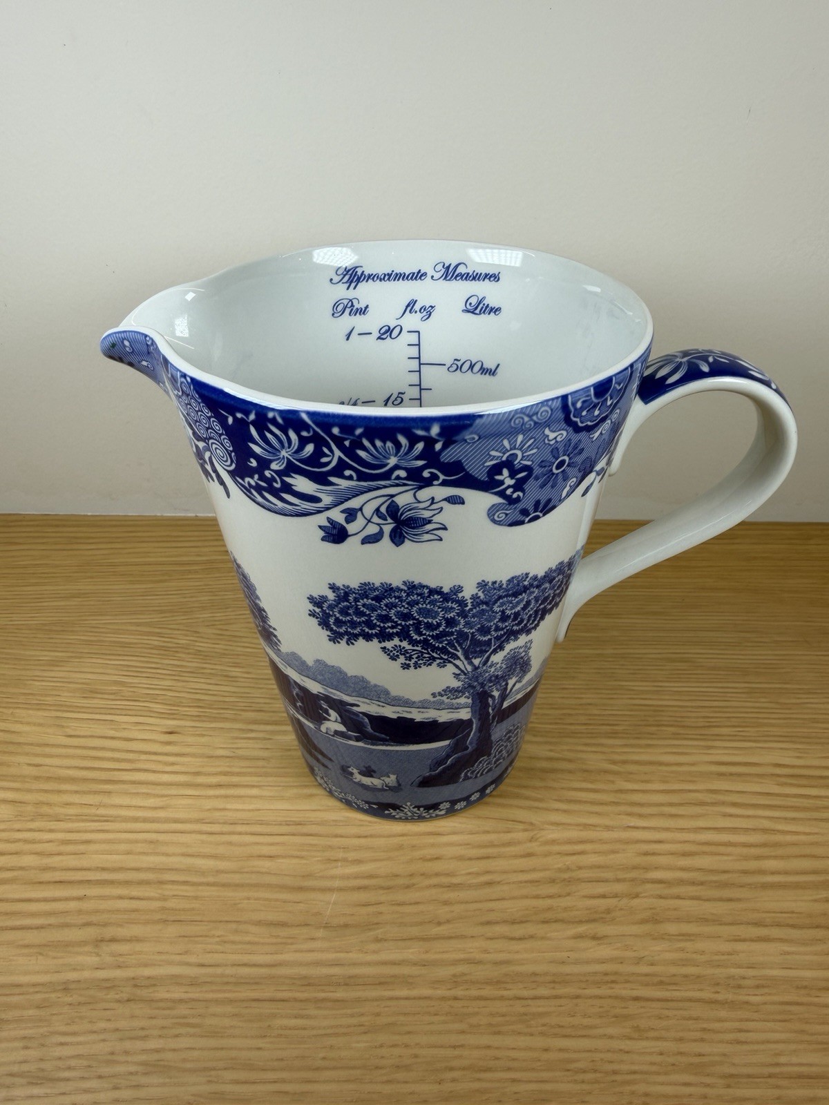 Vintage Spode Blue Italian Measuring Jug 1 Pint 500ml Made in England