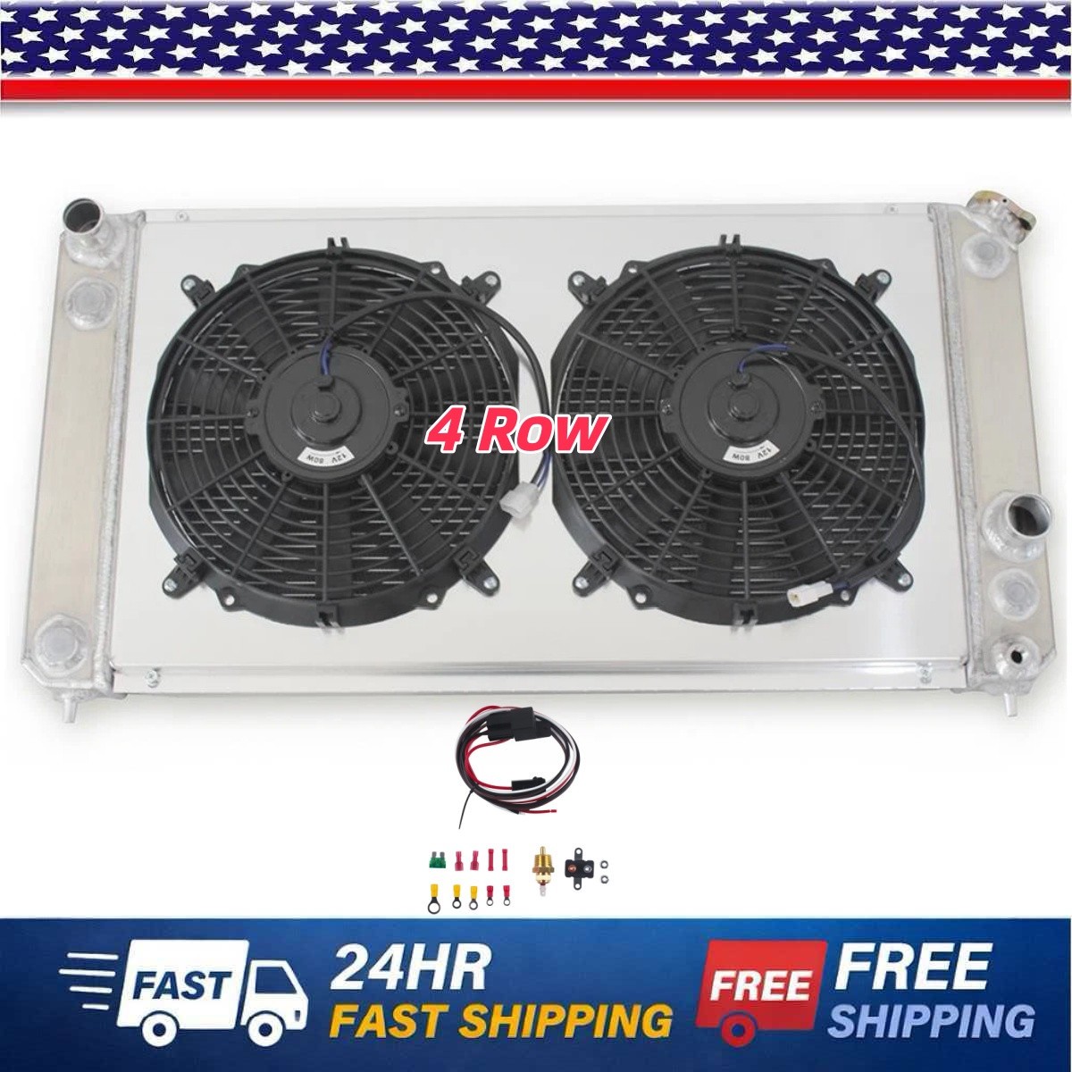 4-CORE ALUMINUM CC1826 RADIATOR+FANS SHROUD+RELAY FOR 1996-2005 CHEVY BLAZER/S10