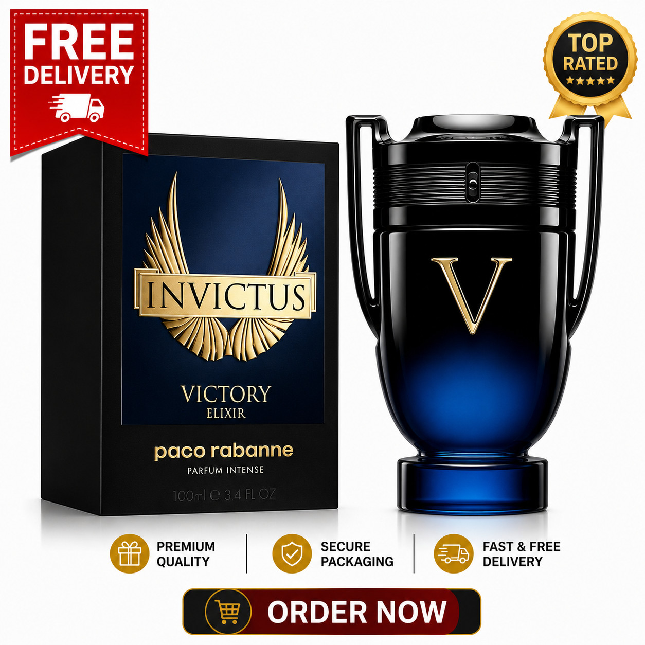 🏆 INVICTUS VICTORY ELIXIR PARFUM INTENSE – 3.4 OZ / 100ML |FOR MEN NEW IN BOX🏆