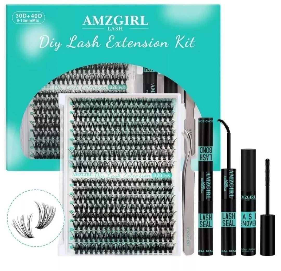 Lash Extension Kit 320Pcs,DIY Individual Lashes Clusters Kit,Lash Bond And Se...