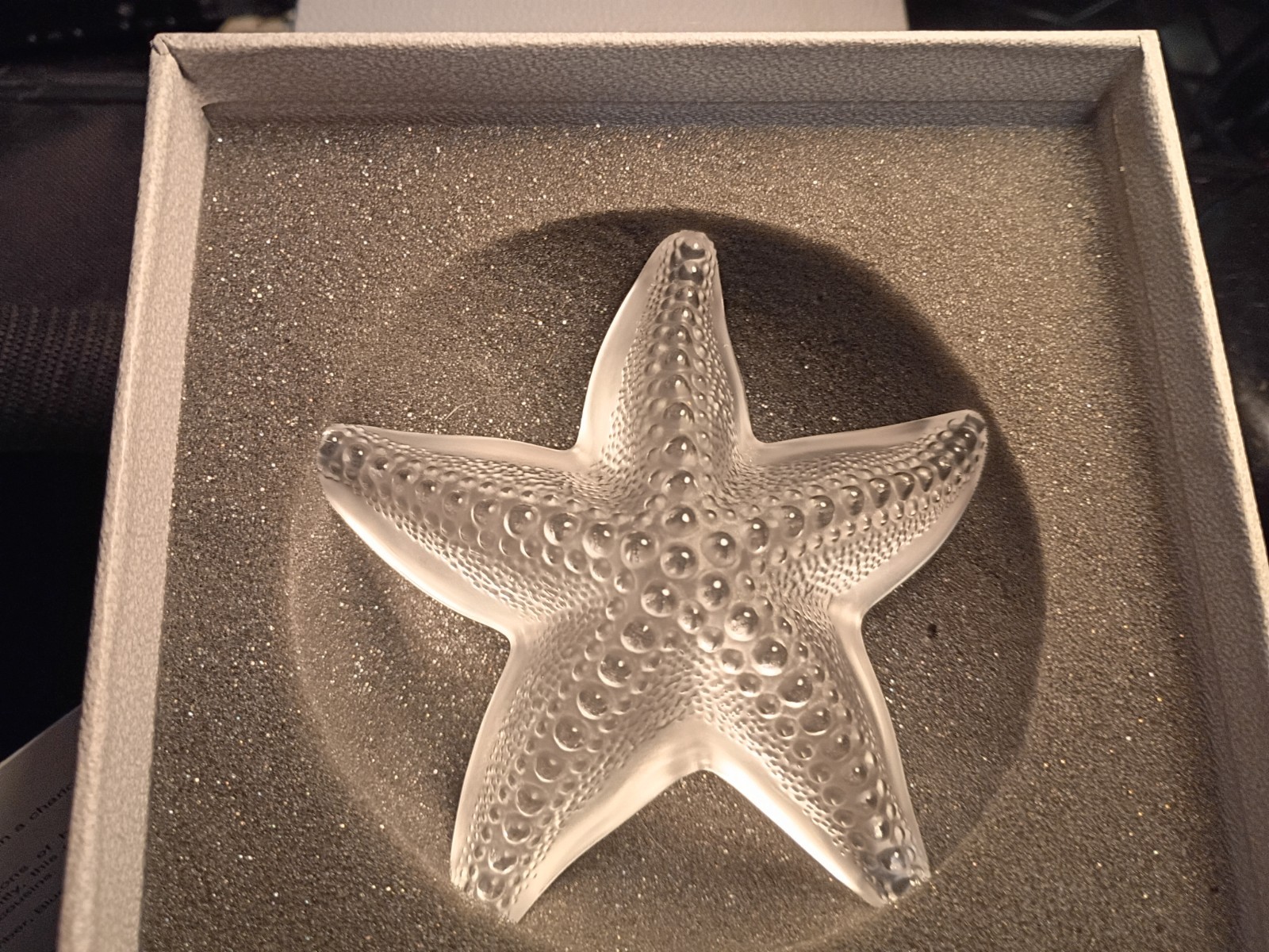 4 INCH CLEAR LALIQUE STARFISH. SOMEWHAT RARE.