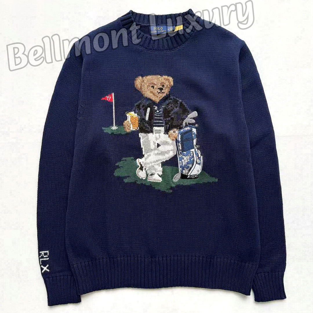 POLO RALPH LAUREN Polo Bear Golf Bag Navy Crewneck Sweater Men\'s Size L NWT POLO RALPH LAUREN Polo Bear Golf Bag Navy Crewneck Sweater Men\'s Size L NWT