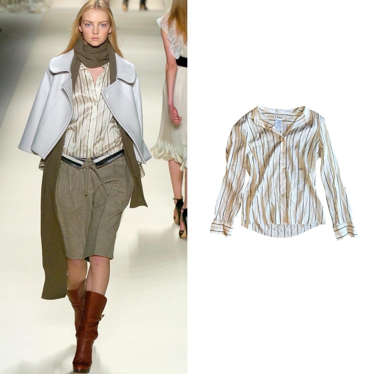 Vintage Chloé 2005 A/W by Phoebe Philo Silk Blend Striped Shirt Vintage Chloé 2005 A/W by Phoebe Philo Silk Blend Striped Shirt