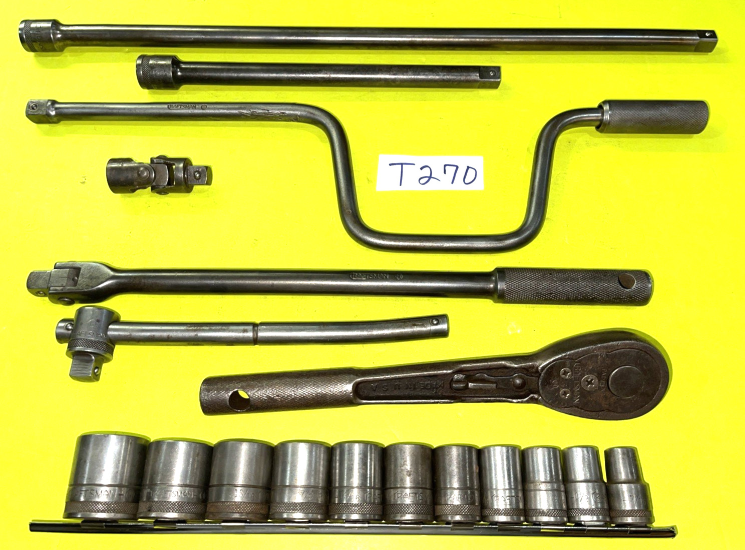 CRAFTSMAN TOOLS VINTAGE 18 PIECE 1/2 DRIVE GENERAL SERVICE SET CIRCLE H