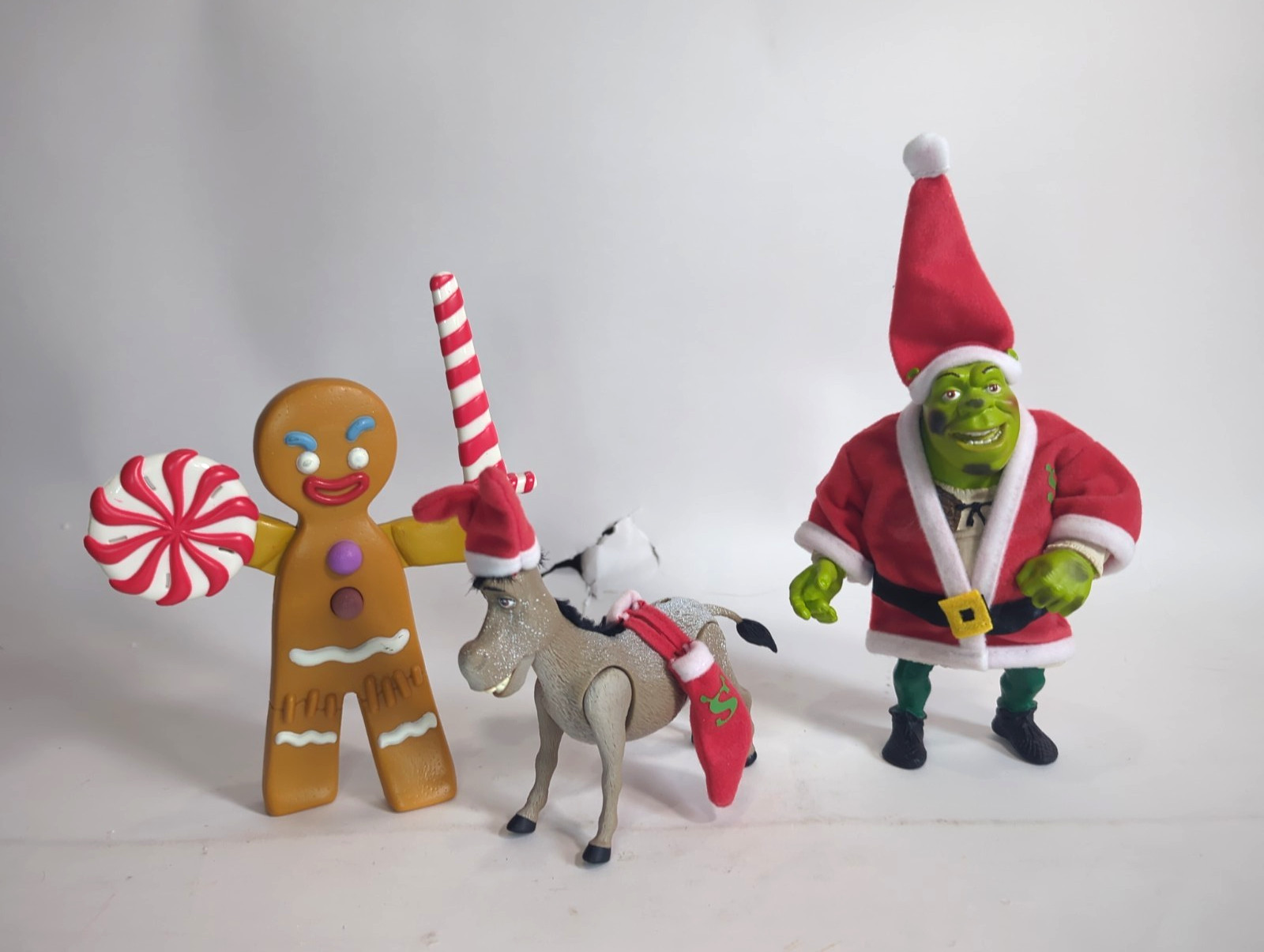 DreamWorks Shrek Christmas Vinyl Figures Set 3 Santa Shrek Donkey Gingy D1