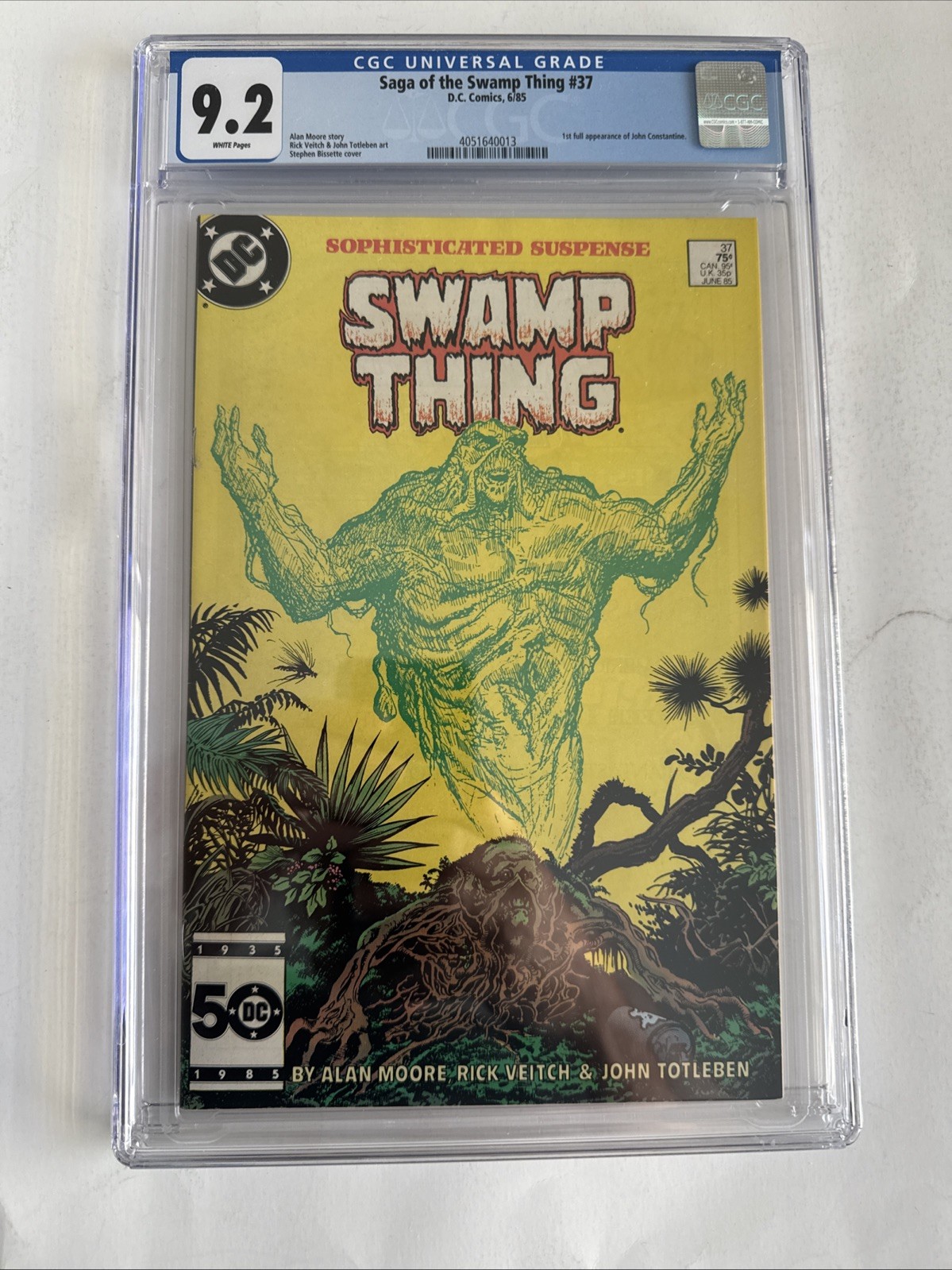 Saga Of The Swamp Thing 37, CGC 9.2, 1st Constantine Appearance, 1985