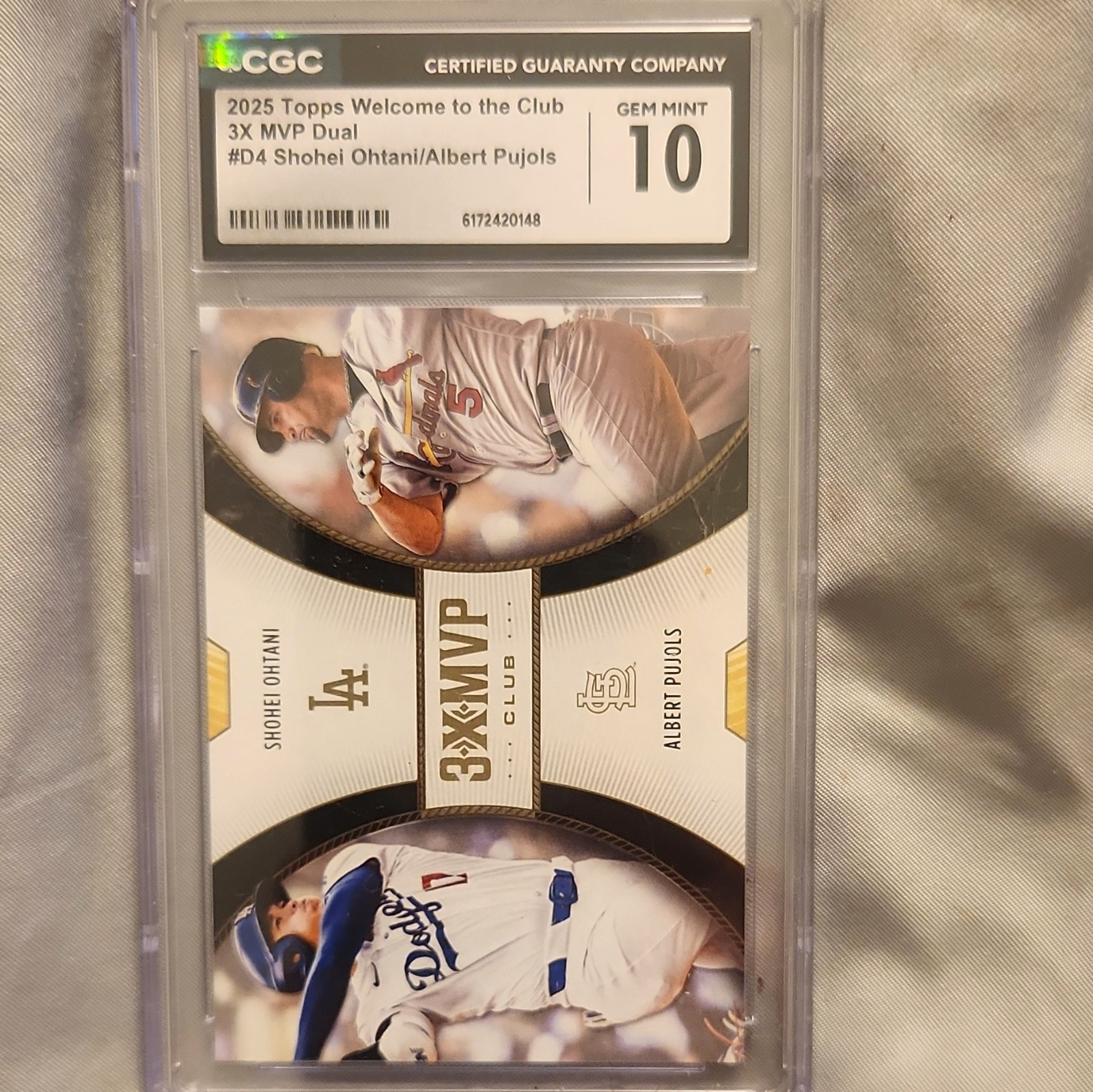 Topps 2025 Welcome to the Club 3X MVP Dual D4 Ohtani Pujols CGC 10