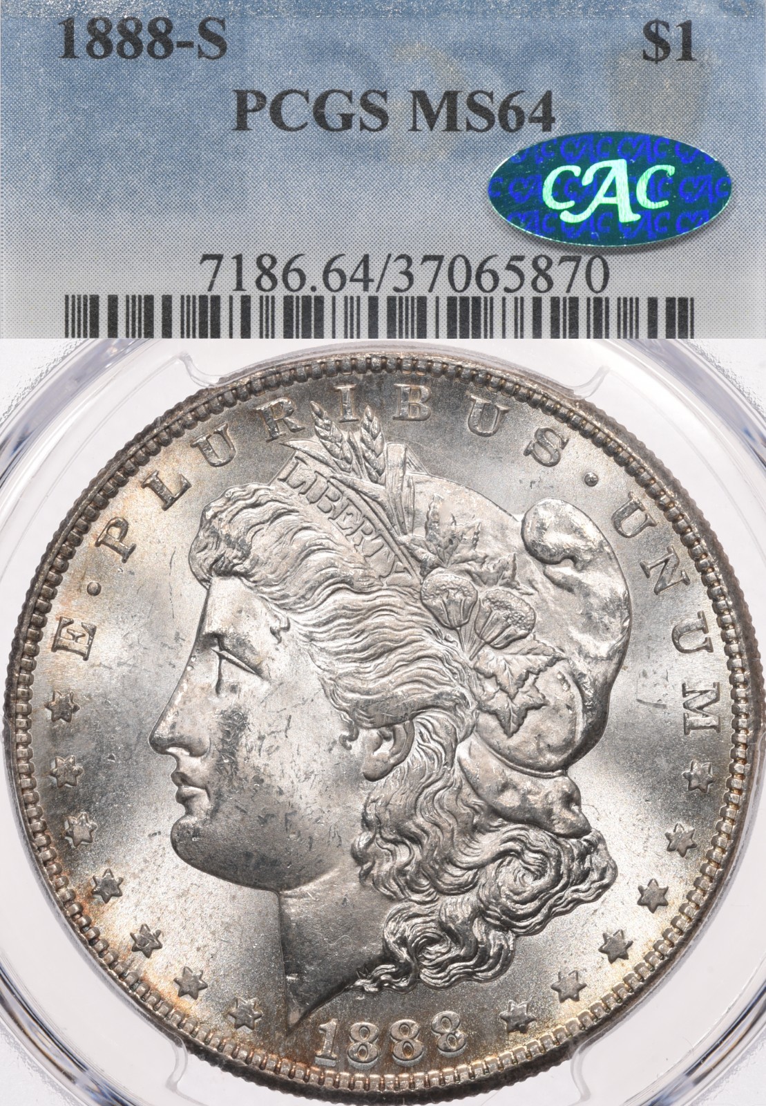 1888-S $1 PCGS MS64 CAC Morgan Silver Dollar Uncirculated San Francisco