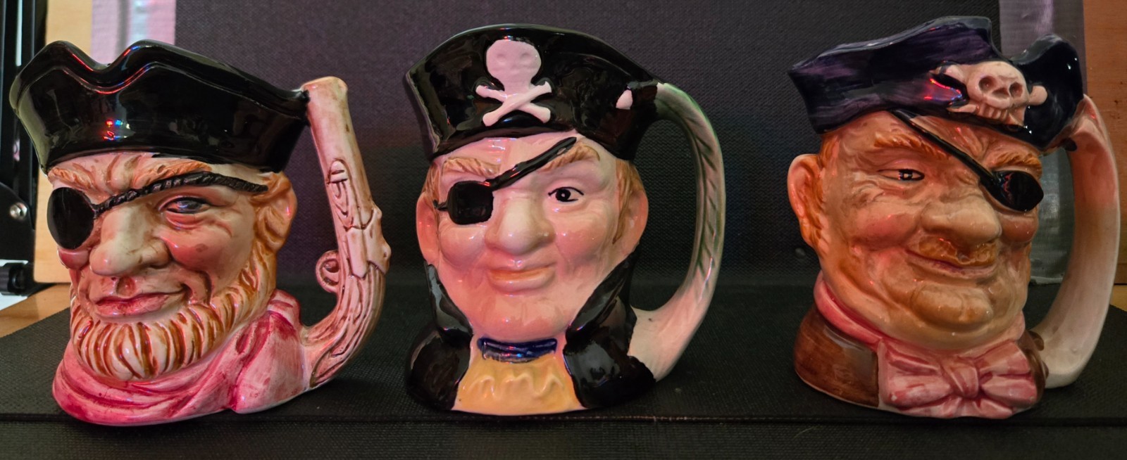 Vintage Toby Pirate Mugs Lot of 3. 5 1/4 Vintage Toby Pirate Mugs Lot of 3. 5 1/4
