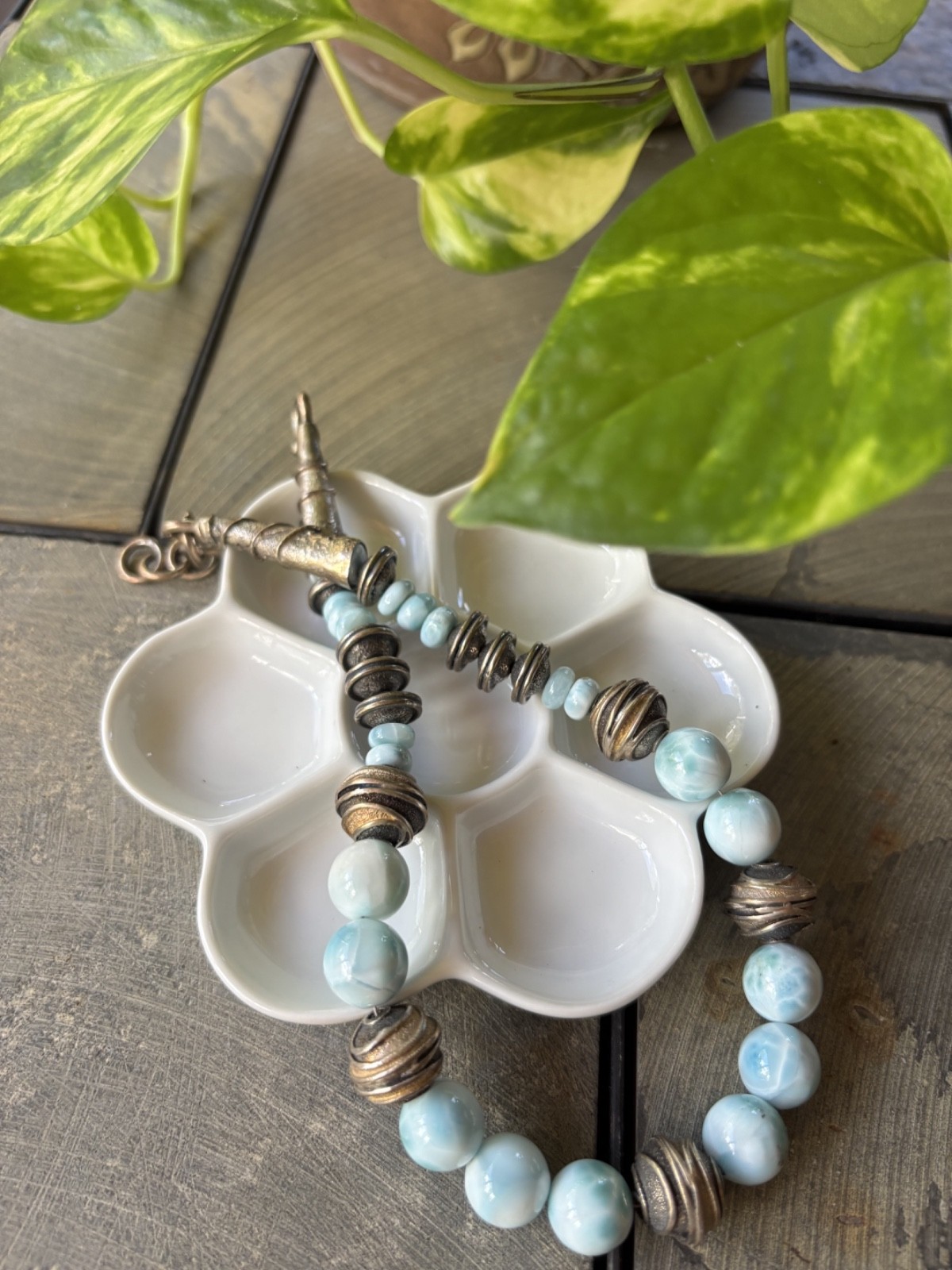 Jay King Mine Finds Larimar Bead Sterling Silver 925 Necklace Southwestern