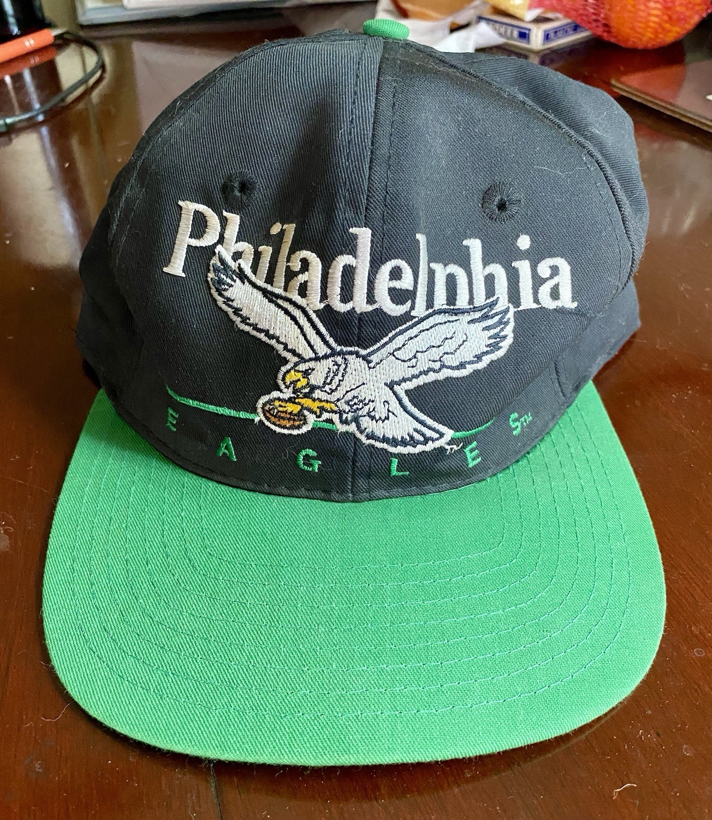 Vintage Philadelphia Eagles SnapBack Hat | Black & Kelly Green | Classic Logo