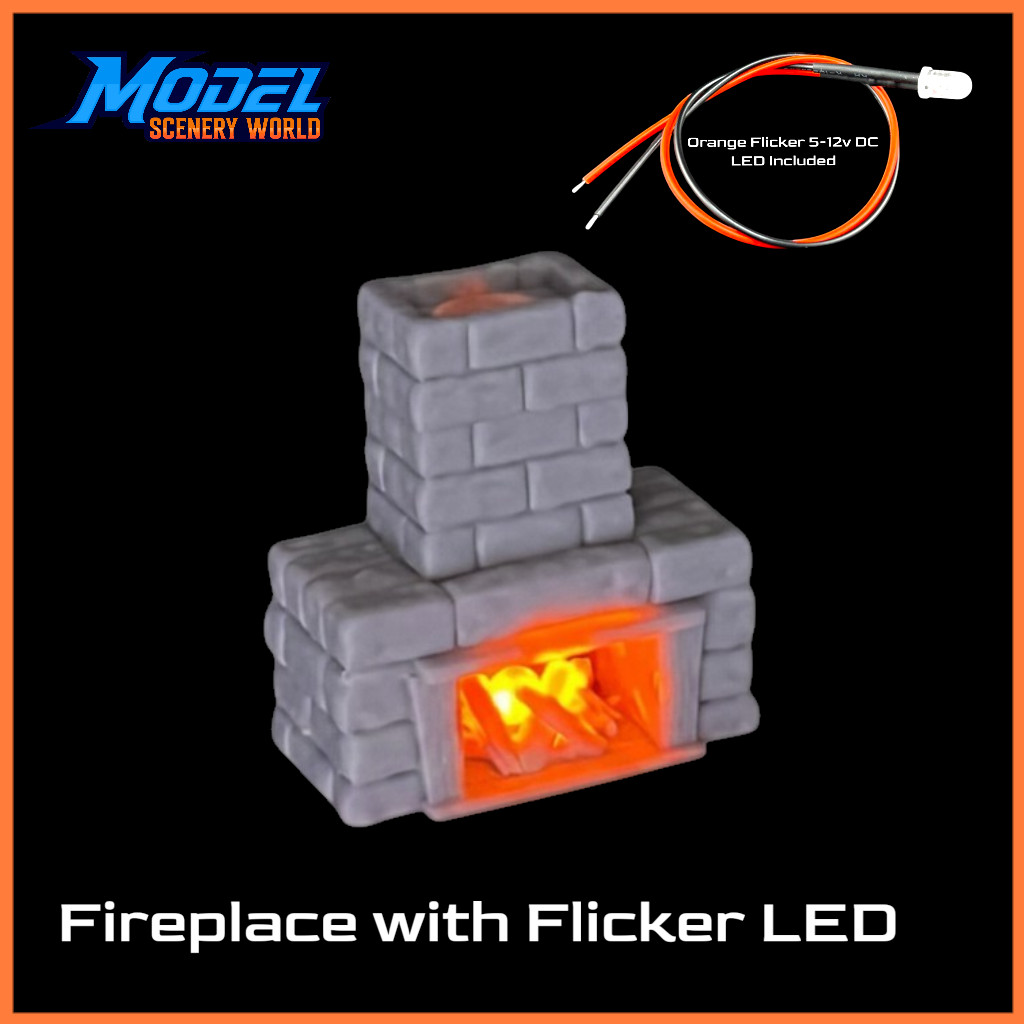 N Scale 1:160 Fireplace with Flicker LED | Model Scenery World