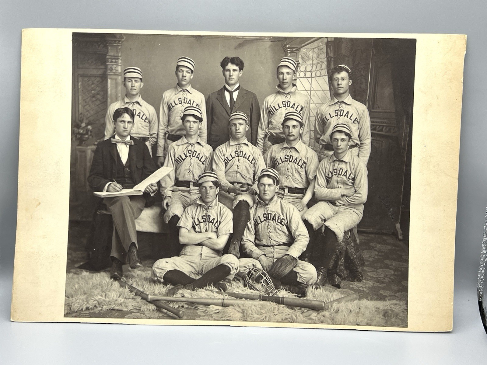 Antique C. 1890s Hillsdale Baseball Team Large 10.5x13” Cabinet Card Photograph