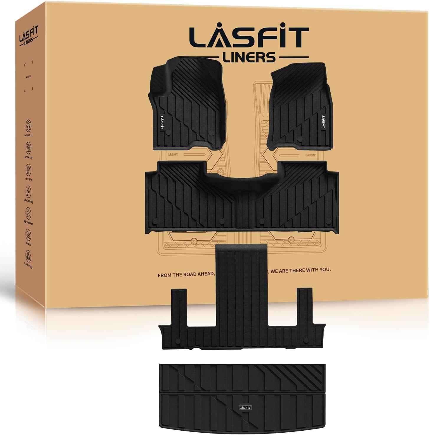LASFIT Floor Mats & Cargo Liner 2021-2026 & Only 7 Seats (Not for 8/9 Black LASFIT Floor Mats & Cargo Liner 2021-2026 & Only 7 Seats (Not for 8/9 Black