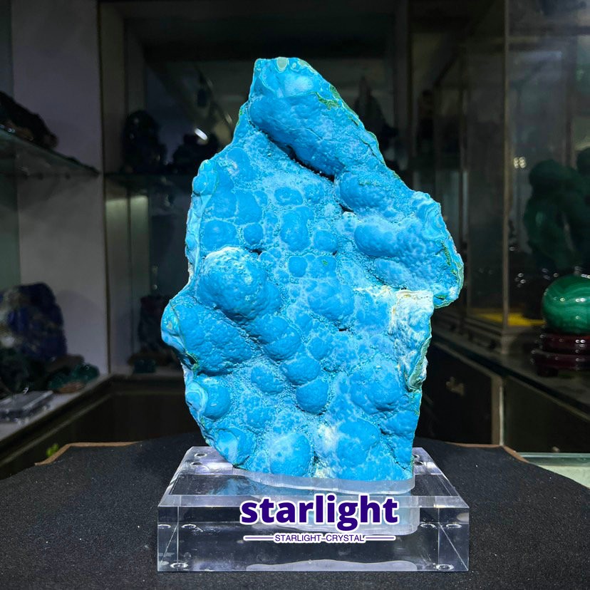3.9LB Natural Malachite Silica Transparent Cluster Coarse Mineral Sample+base