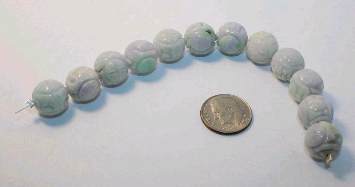 Antique Hand Carved Burma Apple Green Jade Beads Estate Lot #2 Antique Hand Carved Burma Apple Green Jade Beads Estate Lot #2