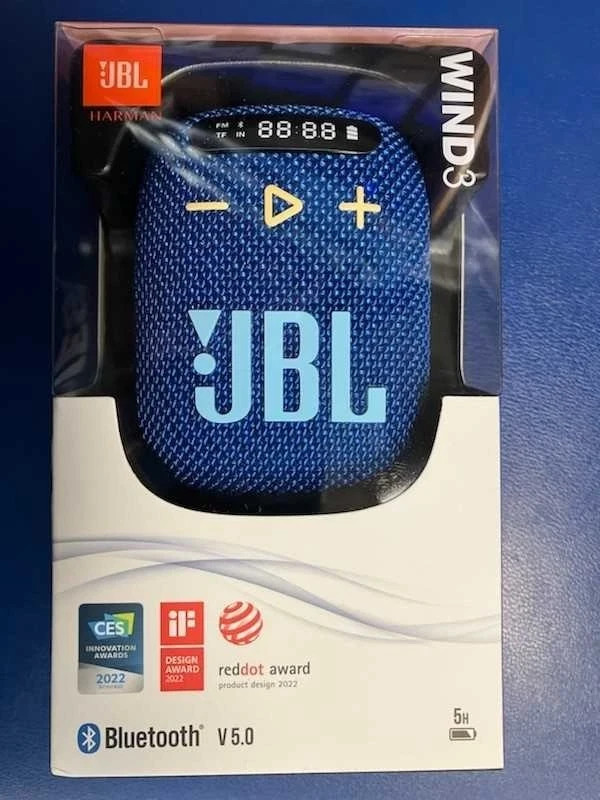 JBL Wind 3S Portable Waterproof Bluetooth Handlebar Speaker & USB Charging Cable