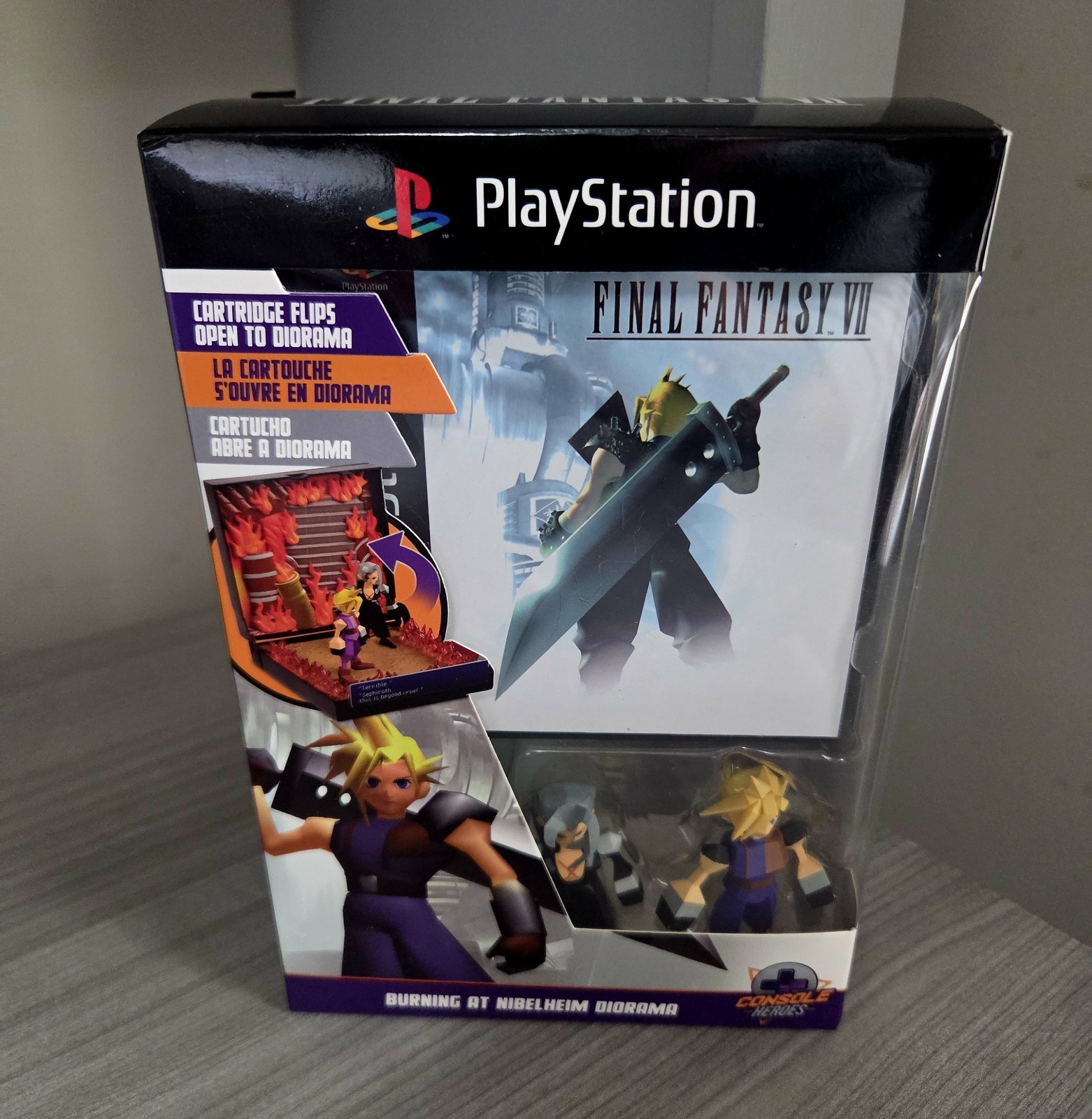 Console Heroes Final Fantasy VII Burning At Nibelheim FF7 Diorama PS1 Cloud NEW Console Heroes Final Fantasy VII Burning At Nibelheim FF7 Diorama PS1 Cloud NEW