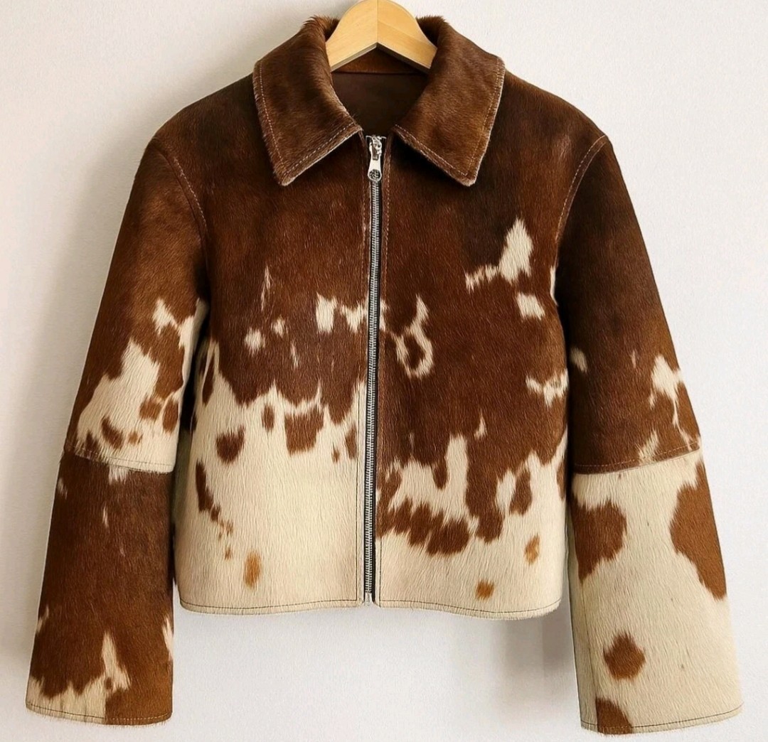 Genuine Cowhide Leather Jacket for Women | Natural Hair-On Cow Skin Fashion Coat