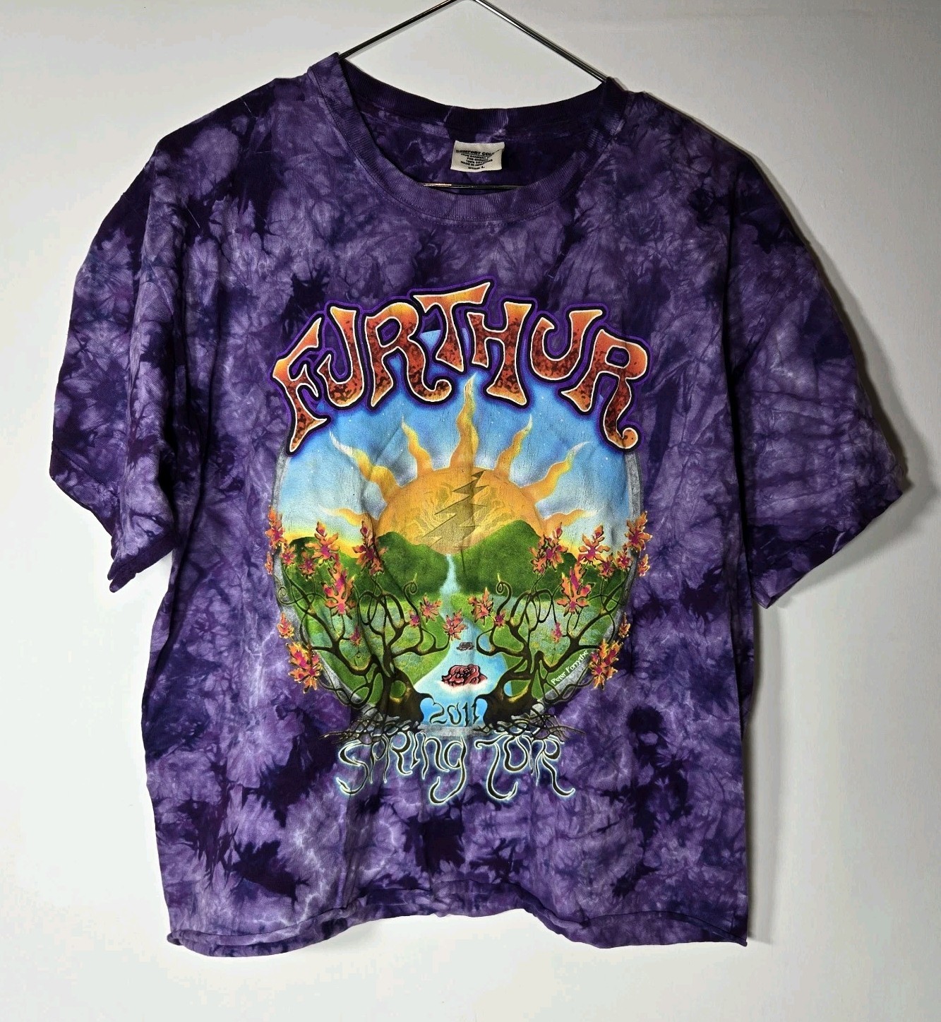 Furthur 2011 Spring Tour T Shirt Mens L Purple Tie Dye Grateful Dead Concert Tee