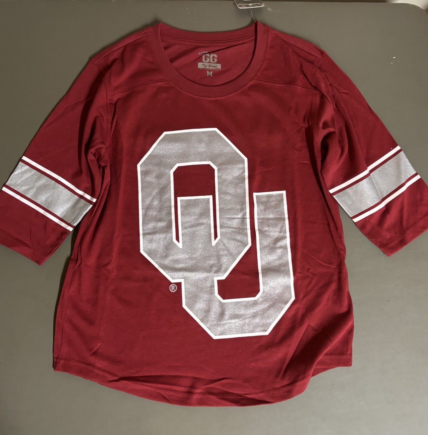 Oklahoma University OU Sleeve T-Shirt GG Vintage Tee Boomer Sooner S M L NEW