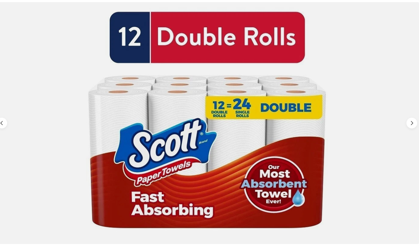 NEW Scott Paper Towels Bulk 24 Regular Rolls 12 Double Rolls White NEW Scott Paper Towels Bulk 24 Regular Rolls 12 Double Rolls White