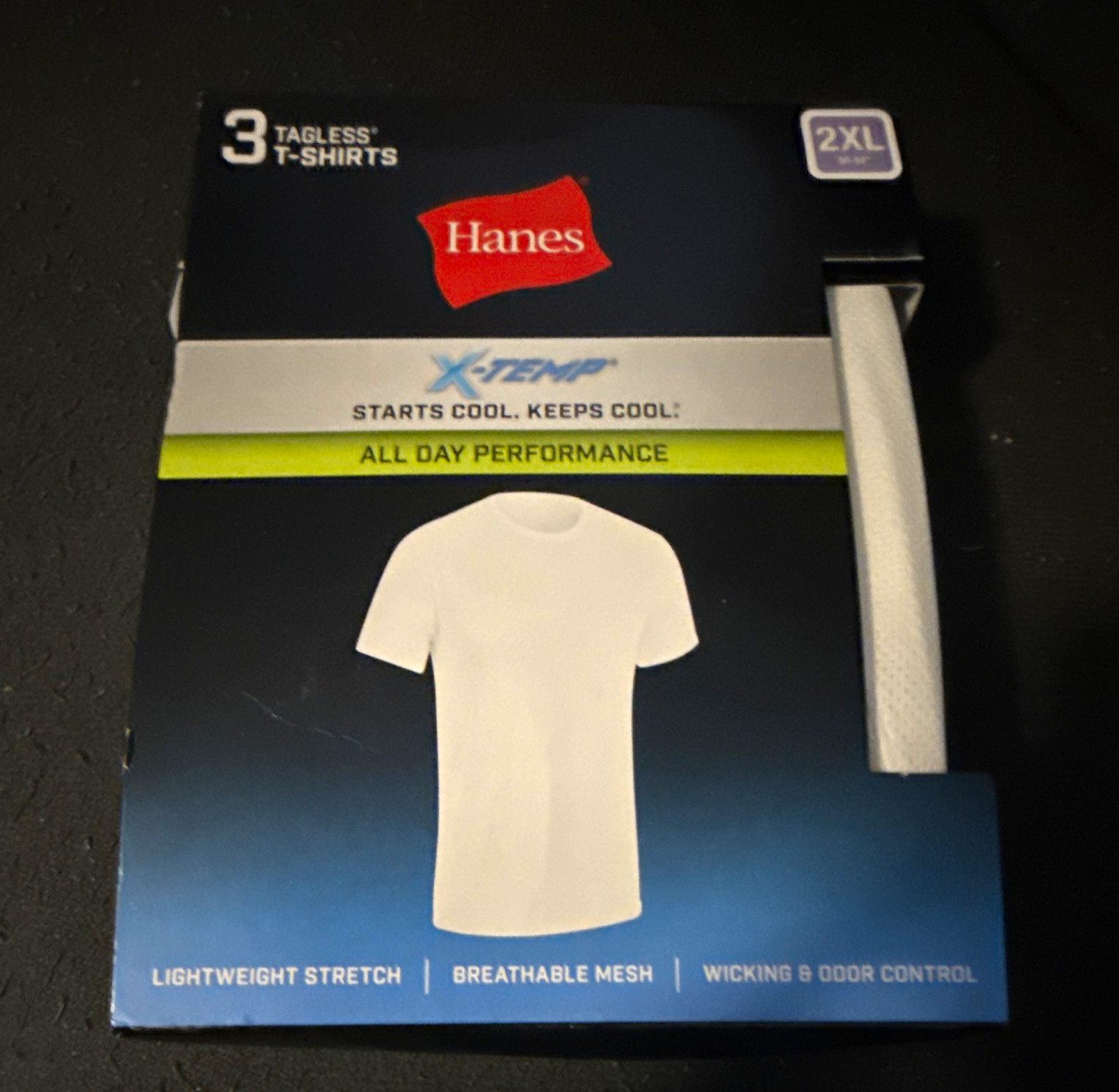 Hanes X-Temp Men\'s Tagless Crew Neck Performance T-Shirt 3-Pack White 2XL