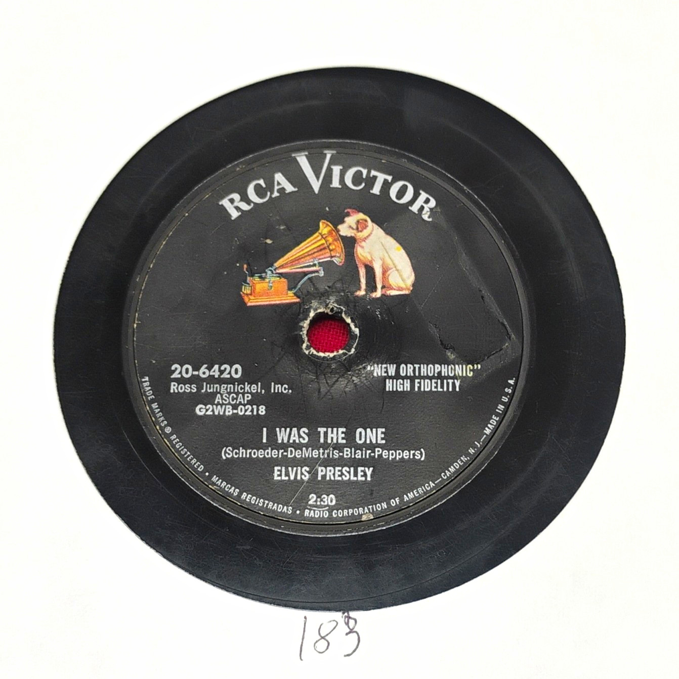 RCA Victor 20-6420 Elvis Presley Record Single Heartbreak Hotel/I Was The One